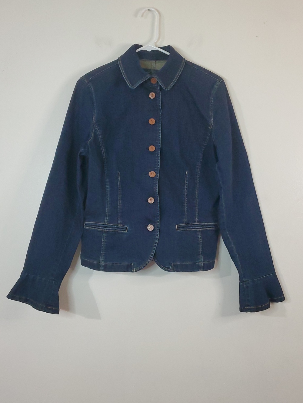 Lauren Ralph Lauren Peplum Denim Jacket Size 12 Dark Wash Spring Layering Preppy - Picture 2 of 13